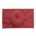 Soft coral pink nylon baby headband with a stylish donut ball knot and ribbed texture - Red
