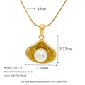 Collana in acciaio inossidabile 304 placcata oro 18K PVD con ciondolo a conchiglia - Stile Perla a Forma di Conchiglia (MSNK0338-PJ14)