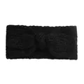 Fascia per capelli neonata in maglia nera elastica con fiocco a orecchie di coniglio - Nero