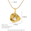 Collana in acciaio inossidabile placcata oro 18K con ciondolo a perla a spirale e misure - Stile Perla Avvolta a Spirale (MSNK0338-PJ15)