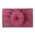 Magenta nylon baby headband featuring a soft knit donut ball decoration for toddlers - Burgundy