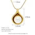 Collana con pendente a perla a goccia in acciaio inossidabile placcato oro 18K - Stile Perla Goccia Dorata (MSNK0338-PJ16)