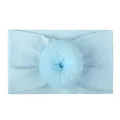 Soft light blue elastic nylon baby headband with 3D donut flower detail for infants - Blue