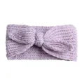 Fascia per neonati in maglia viola chiaro con fiocco a orecchie di coniglio boho - Viola