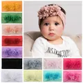 Diadema elástica de nailon para bebé con tres flores de gasa en varios colores vivos - Colores Mezclados