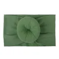 Olive green nylon baby headband featuring a soft stretch fabric and doughnut knot - Green