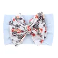 Bandeau bébé avec nœud floral et bande élastique en nylon bleu clair doux - Mauve Clair