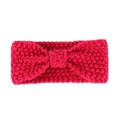 Winter rose red chunky knit headband with bow for baby girls ear warmer accessory - Rose Red