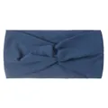 Detail of soft navy blue wide knotted nylon headband for baby girls with elastic knit texture - Navy Blue