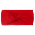 Close-up of red knotted nylon headband showing detailed knit texture and high elasticity - Red