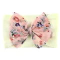 Bandeau bébé avec nœud à imprimé floral et bandeau en nylon jaune clair doux - Beige