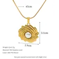 Collana in acciaio inox 304 placcata oro 18K con catena 45cm e pendente in perla - Stile Perla Texture 3D (MSNK0338-PJ21)