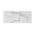 White bohemian chunky knit baby headband with stylish center knot detail - White