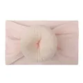 Soft nylon wide baby headband in light peach pink with a round donut knot detail - Light Pink