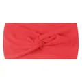 Close-up of bright red twisted nylon baby headband with soft elastic knit fabric - Red