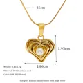 Collana cuore in acciaio al titanio dorato con intarsio di perle e placcatura PVD - Stile Perla Cuore Ondulato (MSNK0338-PJ24)
