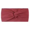 Detail of dark red knotted baby hair band showing soft ribbed knit fabric texture - Burgundy
