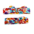 Close-up of dual-size floral knotted rabbit ear headbands with soft elastic fabric - Multicolor D Floral