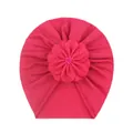 Turbante neonato rosa acceso con dettaglio floreale e morbido tessuto arricciato - Rosso rosa