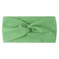 Detail of fruit green knotted baby headband showing soft ribbed texture and elastic design - Green