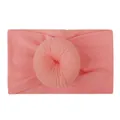 Soft nylon infant headband in coral pink featuring a stylish pleated round ball design - Dark Dusty Rose