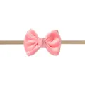 Soft pink velvet bow headband with high elasticity nylon band for infant girls - Pink