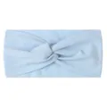 Detail view of light blue wide nylon hair band with a knotted cross design for babies - Light Purple