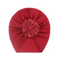 Turbante alla moda rosso vino per bambine con grande fiore decorativo a strati - Borgogna