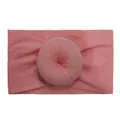 Soft pink nylon baby headband with round donut knot design for infants and newborns - Watermelon Red
