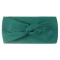 Detail of dark green wide twisted knot headband in soft knit fabric for babies - Dark Grass Green