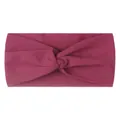 Detail of the soft elastic fabric texture and twisted knot design on the magenta headband - Deep Purple