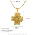 Collana con croce in acciaio inossidabile placcato oro 18K PVD con superficie tessuta - Stile Croce Linee Texturizzate (MSNK0338-PJ38)
