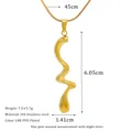 Collana in acciaio al titanio con pendente a onda e perla con finitura oro 18K PVD - Stile Striscia Lunga a Onde Astratte (MSNK0338-PJ39)