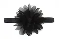 Dettaglio della fascia per capelli con fiore in chiffon nero ed elastico per neonati e bimbi - Nero