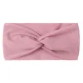 Detail of pink knotted nylon baby headband featuring soft stretchable fabric texture - Taro Purple