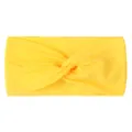 Detail view of a bright yellow knotted nylon hair band with soft ribbed texture - Bright Yellow
