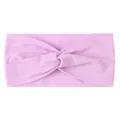 Close-up of light pink wide nylon headband with a stylish twist knot for baby girls - Purple