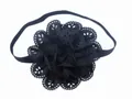 Weiches schwarzes Baby-Stirnband mit großer lasergeschnittener Blume für Kleinkinder - Schwarz