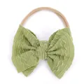 Bandeau bébé en tricot jacquard vert sauge avec ruban en nylon beige sans couture - Vert