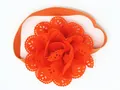 Bandeau élastique pour bébé avec grande fleur en dentelle orange et motifs découpés - Orange
