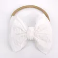 Bandeau bébé avec nœud blanc en tricot torsadé et bandeau en nylon sans couture - Blanc
