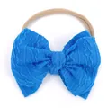 Bandeau bébé sans couture avec grand nœud jacquard bleu roi en tissu tricoté - Bleu Saphir