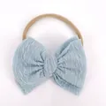 Bandeau bébé doux avec nœud jacquard bleu clair et ruban en nylon sans couture - Bleu