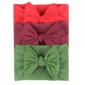 Detalle de pack de 3 diademas de nailon con lazo en rojo, granate y verde para bebés - Rojo, Morado Oscuro, Verde