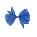 Detail of royal blue grosgrain ribbon bow hair clip with textured tiered layers - Blue
