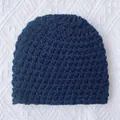Thick navy blue crochet knit winter hat for babies with warm ribbed texture - Navy Blue
