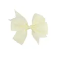 Detailed view of the layered cream ribbed ribbon texture on this stylish baby bow hair clip - Beige