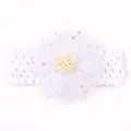 Bandeau bébé blanc avec grande fleur en tulle et paillettes d'étoiles et de lunes - Blanc