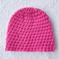 Winter knitted warm baby beanie in hot pink handmade crochet style for boys and girls - Rose Red