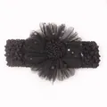 Bandeau élastique au crochet pour bébé avec grande fleur en résille noire et paillettes - Noir